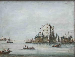 Seguace di Giacomo Guardi (Venezia 1764 – 1835), Paesaggio lagunare